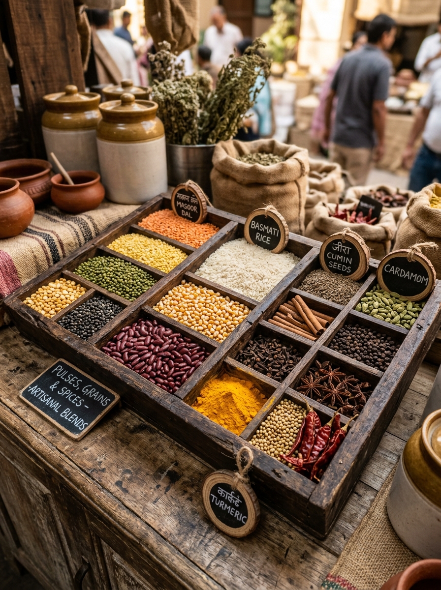 Indian pulses and grains grid